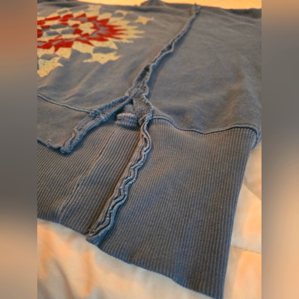 NWOT Free People Graphic Camden Ink Blue Combo - Picture 11 of 12